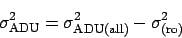 \begin{displaymath}
\sigma_{\rm ADU}^2 = \sigma_{\rm ADU (all)}^2 - \sigma_{\rm (ro)}^2
\end{displaymath}